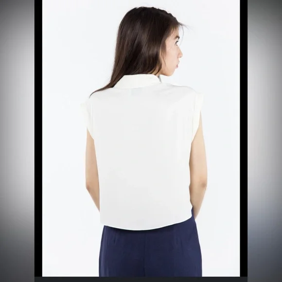 L’Academie‎ Safari Crop button down blouse ivory size small - Picture 7 of 10